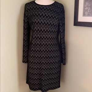 Karen Kane Black & Gray Chevron Knit Dress